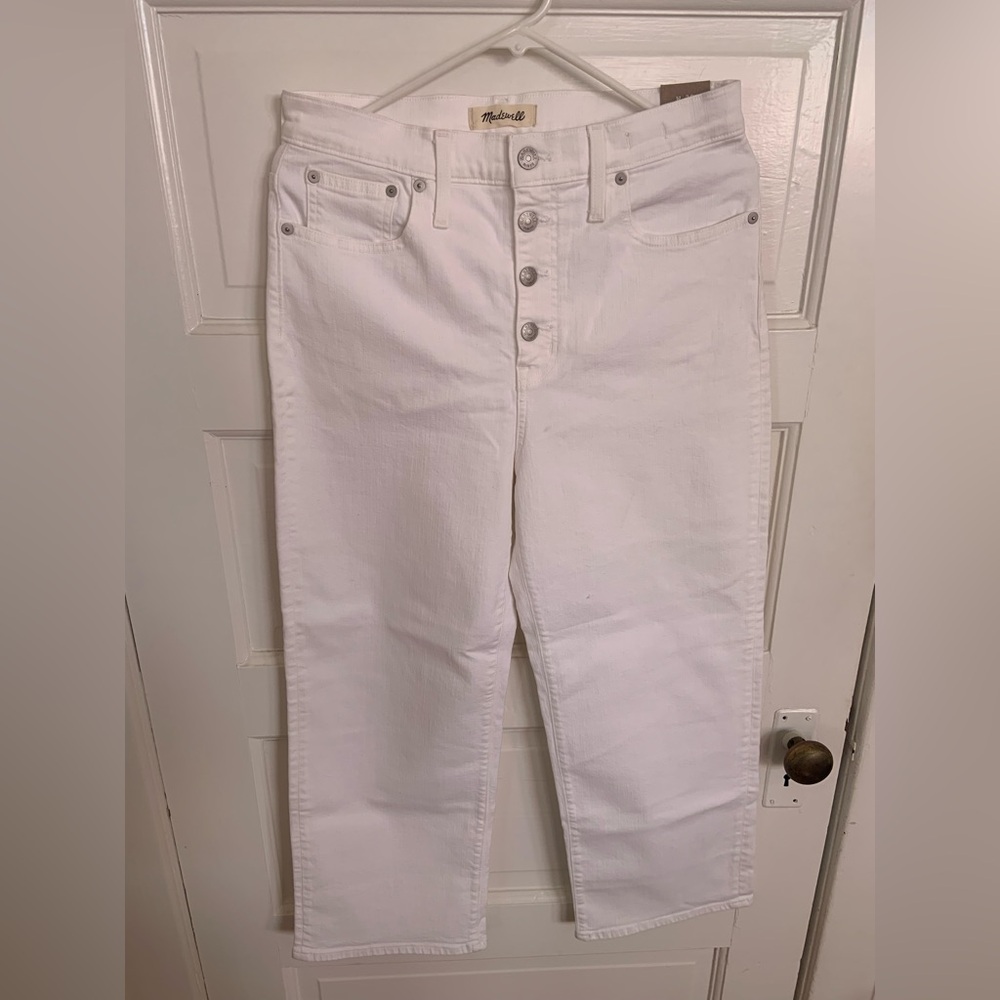 NWT Madewell Slim Wide-Leg Crop White jeans